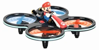 Imagen del producto de Carrera RC Mini Mario-Copter, cuadricóptero controlado a distancia | Tecnología de control remoto de 2.4 GHz | Incluye batería y pilas | Fácil de volar | Función de despegue y aterrizaje automático | Control de altitud automático