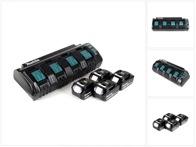 Produktbild von Makita Power Source Kit 18V mit DC 18 SF 4-fach Ladegerät + 4x BL1860B Akku 6,0Ah