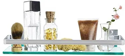 Produktbild von Famanu Wandregal Badezimmer - Glas und Metall, 38,5 x 11,5 cm