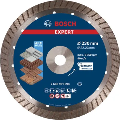 Image de Bosch EXPERT MultiMaterial Disques à tronçonner diamantés 230 x 22,23 x 2,4 x 15 mm - 2608901598