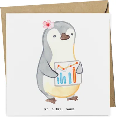 Produktbild von Mr. & Mrs. Panda Grußkarte Wirtschaftsanalytikerin Herz - Weiß - Geschenk, anlasskarte, doppelkarte, Glückwunschkarte, faltkarte, Klappkarte