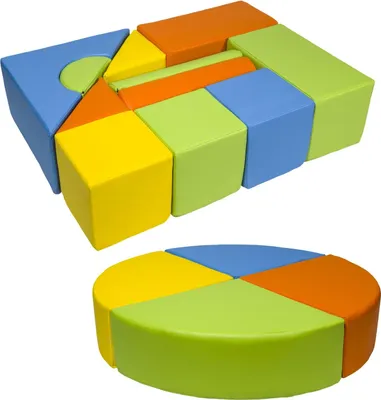 Produktbild von Set mit 15 Schaumstoffblöcken für das Spiel Gelb, Grün, Orange