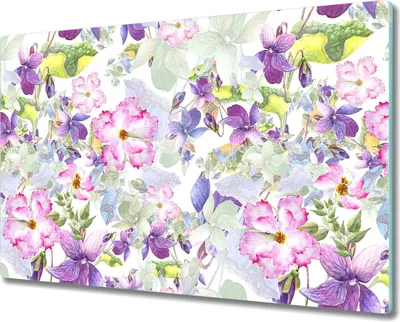 Produktbild von Glas Schneidebrett Herdabdeckplatten Schneideplatten - 80x52 cm - Lila Blumen Veilchen