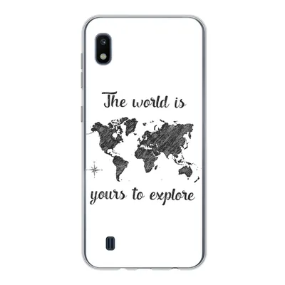Produktbild von MuchoWow® Handyhülle Schutzhülle Hülle für Samsung Galaxy A10 Weltkarte - Schwarz - Sprichwörter Silikon Softcase Handy Hülle - Schutzhülle