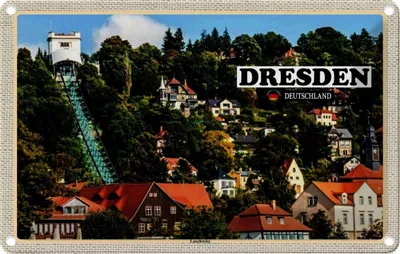 Produktbild von vianmo Blechschild 12x18 cm Dresden Loschwitz Bildmotiv Reisemotiv Abenteuer Reisen
