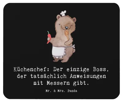 Produktbild von Mr. & Mrs. Panda Mauspad Koch Anleitung - Schwarz - Geschenk, hausgemacht, Künstler, Mousepad, Geschenke mit Herz, Speisen, pc, Küche, Liebe, laptop, Beruf, kreative