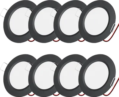 Produktbild von 8 Stück 3W 12V LED Einbaustrahler Kaltweiß Ultradünn Deckenleuchte Einbauleuchte Strahler Innenbeleuchtung, Schwarz