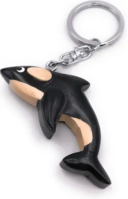 Image de Onwomania Porte-clés bois dauphin dauphin noir cachalot mammifère aquatique mer pendentif Charm