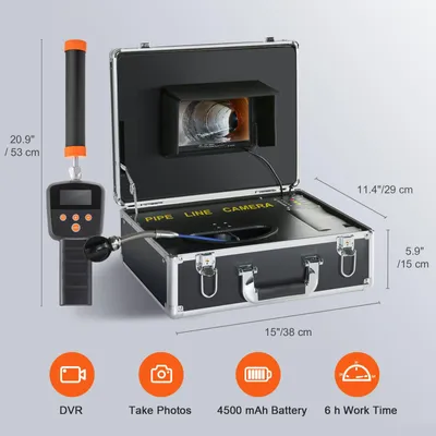 Image de Caméra d'inspection - Endoscope - Caméra pour canalisations - Caméra pour tuyaux - Outil d'inspection - Écran LCD de 18 cm