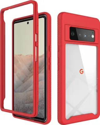 Image de Google Pixel 6 Pro Cover, Hybrid Transparent dos robuste TPU Bumper anti-dérapant anti-choc tout le corps de protection pour Google Pixel 6 Pro Rouge