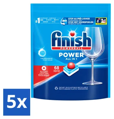 Produktbild von 5 x Finish Powerball Power All in 1 Geschirrspültabs - Vorteilspackung - 5 Stücke