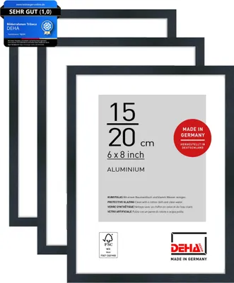 Produktbild von DEHA Design Aluminium Portraitrahmen, Bilderrahmen 3er SET Tribeca, 15x20 cm, Struktur Schwarz Matt