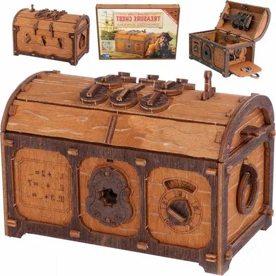 Produktbild von Holz-Puzzlebox für Erwachsene - Piratenthematische Fluchtkammer mit Holz