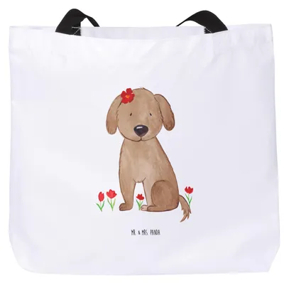 Produktbild von Mr. & Mrs. Panda Strandtasche Hund Dame - Weiß - Geschenk, Liebe, Liebenswert, Hundeglück, Schultasche, Hunde, Sprüche, Reisetasche, Tote Bag, Vierbeiner, Tasche