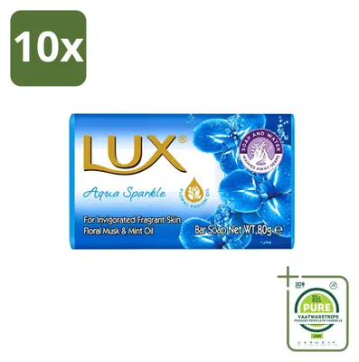 Produktbild von 10 x Lux Seife Aqua Sparkle - Hydratisierend - 80 g - Großpackung - 10 Stücke