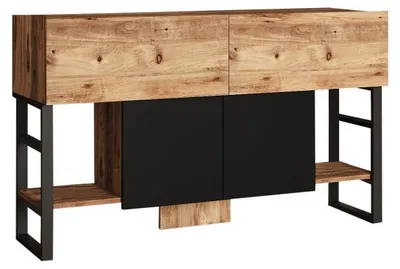 Image de Console Meuble d'entrée en bois MDF mélaminé pin atlantique L 138,8 cm avec cadre métal
