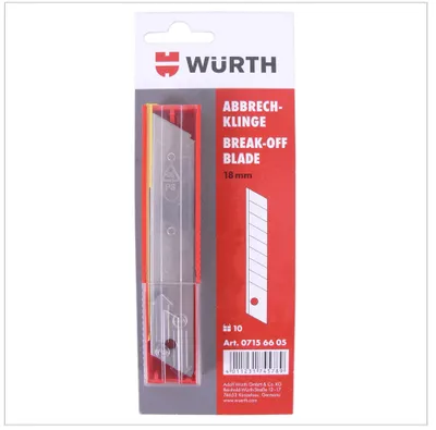 Obrázek produktu pro Odlamovací nože Würth pro řezací nože 18 mm 10 kusů ( 0715 66 05 )