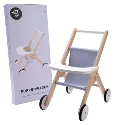 Image de Poussette de poupée en bois Gris/ bleu
