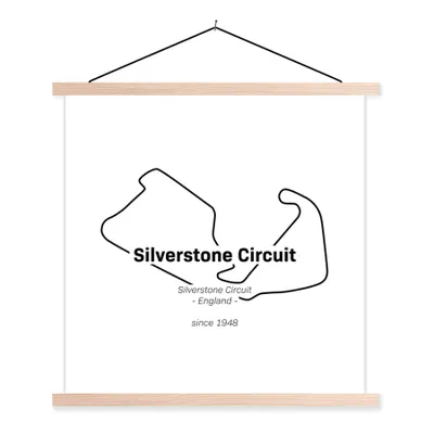 Produktbild von MuchoWow® Textilposter Formel 1 - Silverstone - Rennstrecke 120x120 cm mit holzfarbenen Rahmen - Textil-Poster