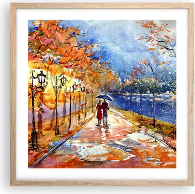 Produktbild von Gerahmtes Poster - Rahmen in heller Eiche - Park Paar Baum - 50x50 cm - Wand Bild - Wanddeko - Wandbilder - Kunstposter - Wandposter - Bilderrahmen - Bilder - Kunstdruck - Wandbild - P2NAC50x50-3557