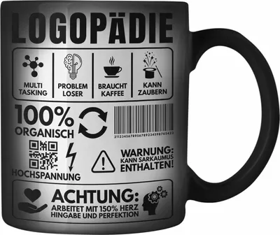 Produktbild von Trendation - Logopädin Spruch Farbwechsel Zauber-Tasse Geschenk Logopädie Logopäde (Schwarz)