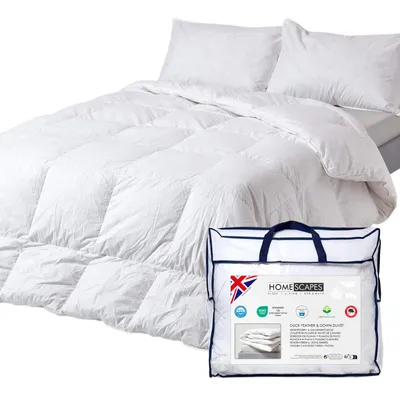 Obrázek produktu pro HOMESCAPES Extra teplá zimní přikrývka, třída hřejivosti 5-6, přikrývka s kachním peřím a prachovým peřím, 135 x 200 cm