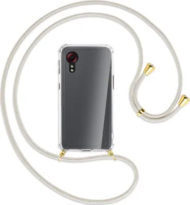 Produktbild von Handykette Backcover-Schutzhülle mit Band (Metall goldfarben) für Samsung Galaxy Xcover 5 (G525) - broken white