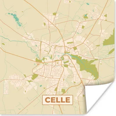 Produktbild von MuchoWow® Poster Stadtplan - Celle - Stadtplan - Vintage 50x50 cm - Wohnzimmerdekoration