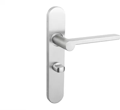 Produktbild von Lavuzo Türgriff Caserta Edelstahl mit abgerundetem Schild WC63/8 Badschloss - Pro Set