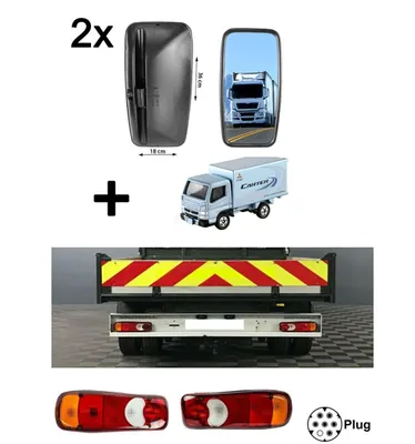 Produktbild von Spiegel 36x18 + Rückleuchten für Mitsubishi Canter Fuso