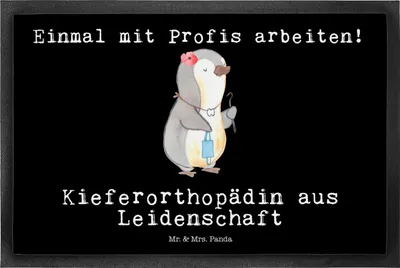Produktbild von Mr. & Mrs. Panda Schmutzmatte Kieferorthopädin Leidenschaft 50 x 75 cm - Schwarz - Geschenk, Bodenvorleger, Fussmatte, Schmutzfangmatte, fußmatte, Fußabstreifer