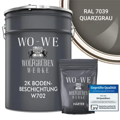 Produktbild von 2K Epoxidharz Garagenfarbe Bodenbeschichtung W702 Quarzgrau wie RAL 7039 - 10Kg