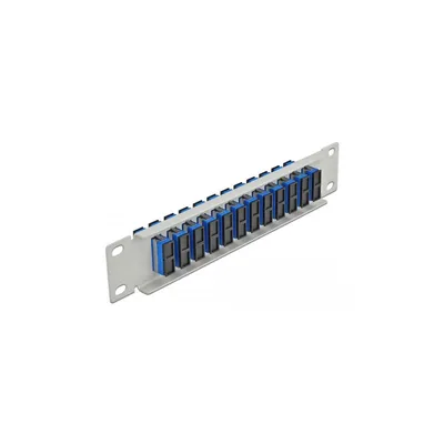 Produktbild von DeLOCK 10″ LWL Patchpanel 12 Port SC Duplex blau 1 HE grau, Faser, SC, Blau, Grau, Metall, Rackeinbau, 1U