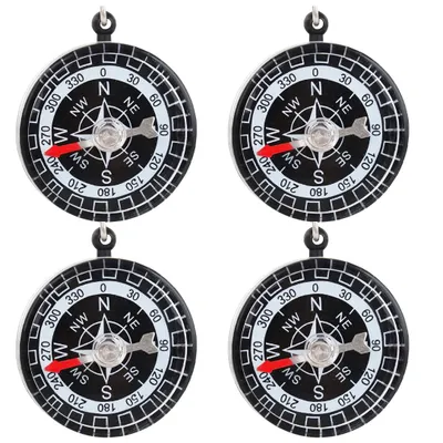 Produktbild von 4 Stück Kompass Taschenkompass Set Mini Marsch Kompass Gadget Schlüsselanhänger 3,5cm