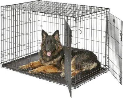 Zdjęcie produktu dla Klatka dla psa - Bezpieczne schronienie dla psa - Dwuskrzydłowe drzwi - 90x60x67 cm - Czarna