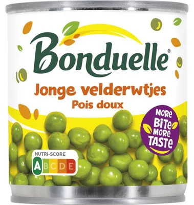 Obrázek produktu pro Bonduelle Jonge Velderwtjes 150g – Čerstvý zelený hrášek do salátů a polévek