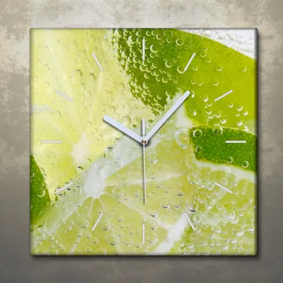 Produktbild von Wohnzimmer Leinwand Uhr Geräuschlos Küche 30x30 Farbige, Früchte, Motive, weiße Zeiger