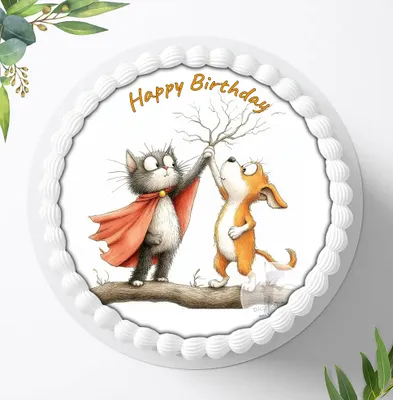 Produktbild von Für die Geburtstags Torte ein Tortenaufleger, Zuckerbild mit dem Motiv: Fellnasen, Essbares Foto für Torten, Fondant, Ø 20cm, 2423z