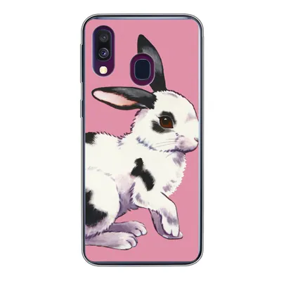 Produktbild von MuchoWow® Handyhülle Schutzhülle Hülle für Samsung Galaxy A40 Kaninchen mit rosa Hintergrund Silikon Softcase Handy Hülle - Handy-Tasche