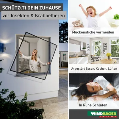Produktbild von Insektenschutz Fliegengitterfenster zum Teleskopieren – 100x120 cm, anthrazit