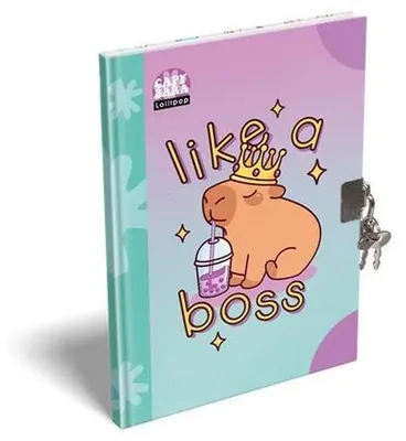 Pamätníček, so zámkom, A5, tvrdá obálka, LIZZYSULI "Lollipop Capybara", zelený-fialový