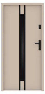 Produktbild von Stahleingangstür mit Edelstahlelementen, 207 x 100 cm breit – Rauchglas – beige – Stärke 55 mm – linksanschlagend – ARICANE