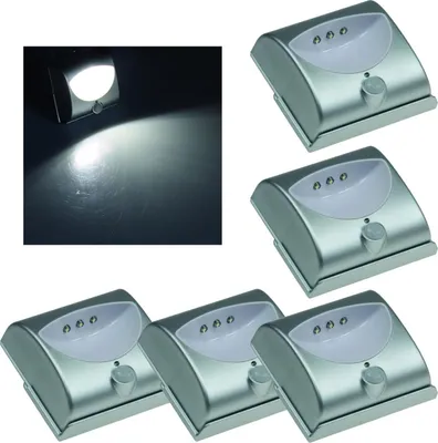 Produktbild von 5er Set LED Orientierungslicht Treppenstufenbeleuchtung Bewegungsmelder, batteriebetrieb