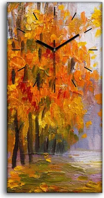 Produktbild von Dekor Leinwand Uhr Wandbilder 30x60 Gemälde Abstrakte Wald Bäume Blätter Herbst - schwarze Hände