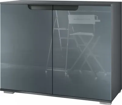 Produktbild von Vladon Kommode Sylt V3, Moderner Küchenschrank mit 2 großen Türen Anthrazit matt / Grau Hochglanz (92,5 x 75.5 x 35)