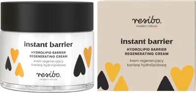 A product shot of a jar of Resibo Instant Barrier cream and its packaging.