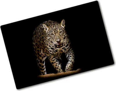 Produktbild von Tulup Glas Herdabdeckplatte - 80x52 cm - Glaskeramikkochfeld-Abdeckung Spritzschutz Glasabdeckplatte - Einteilig - Tiere - Jaguar - Schwarz
