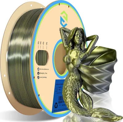 Obrázok produktu pre YOUSU Silk PLA filament pre 3D tlačiarne, 1,75 mm, dvojfarebný filament, presnosť +/- 0,03 mm, cievka s 3D tlačovým materiálom, dobrá priľnavosť, pre väčšinu FDM 3D tlačiarní, 1 kg strieborná/bronzová