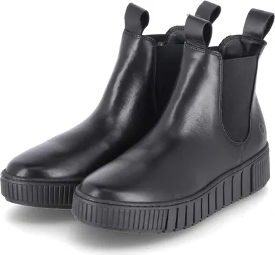Produktbild von Tamaris Damen Chelsea Boots/ Stiefeletten Schwarz Glattleder Textil  Größe: 38
