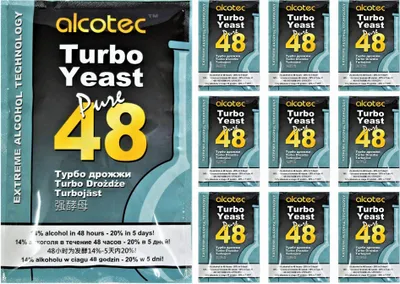 Zdjęcie produktu dla HUGBERT Turbo drożdże Alcotec Pure 48 Drożdże do fermentacji wódki Drożdże gorzelnicze 14% 20% 10 szt